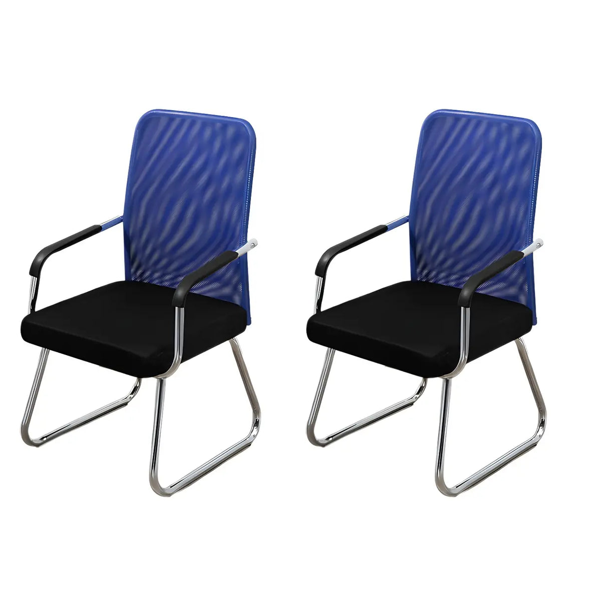 Black Ergonomic Design Modern Mesh Sled Base Office Chair Image - 29