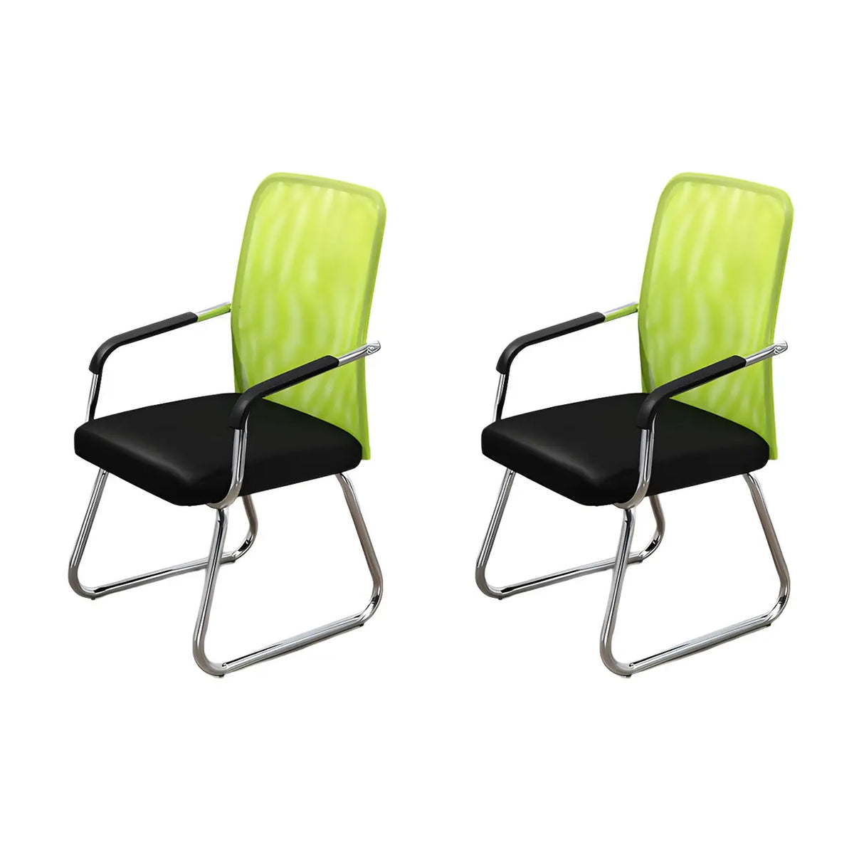 Black Ergonomic Design Modern Mesh Sled Base Office Chair Image - 3