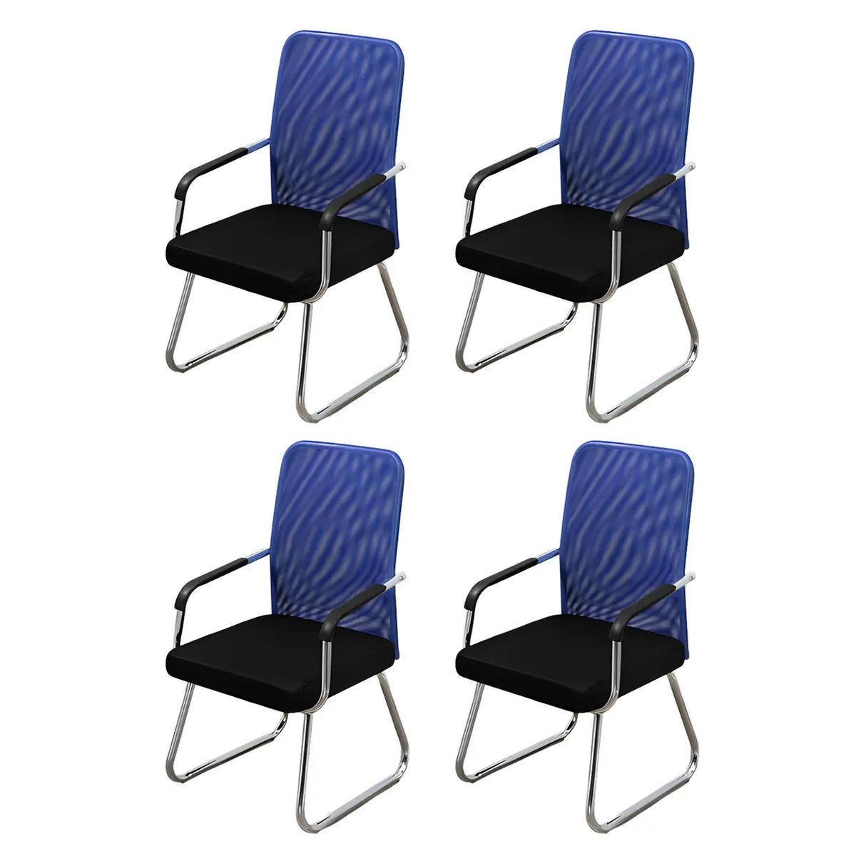 Black Ergonomic Design Modern Mesh Sled Base Office Chair Image - 30