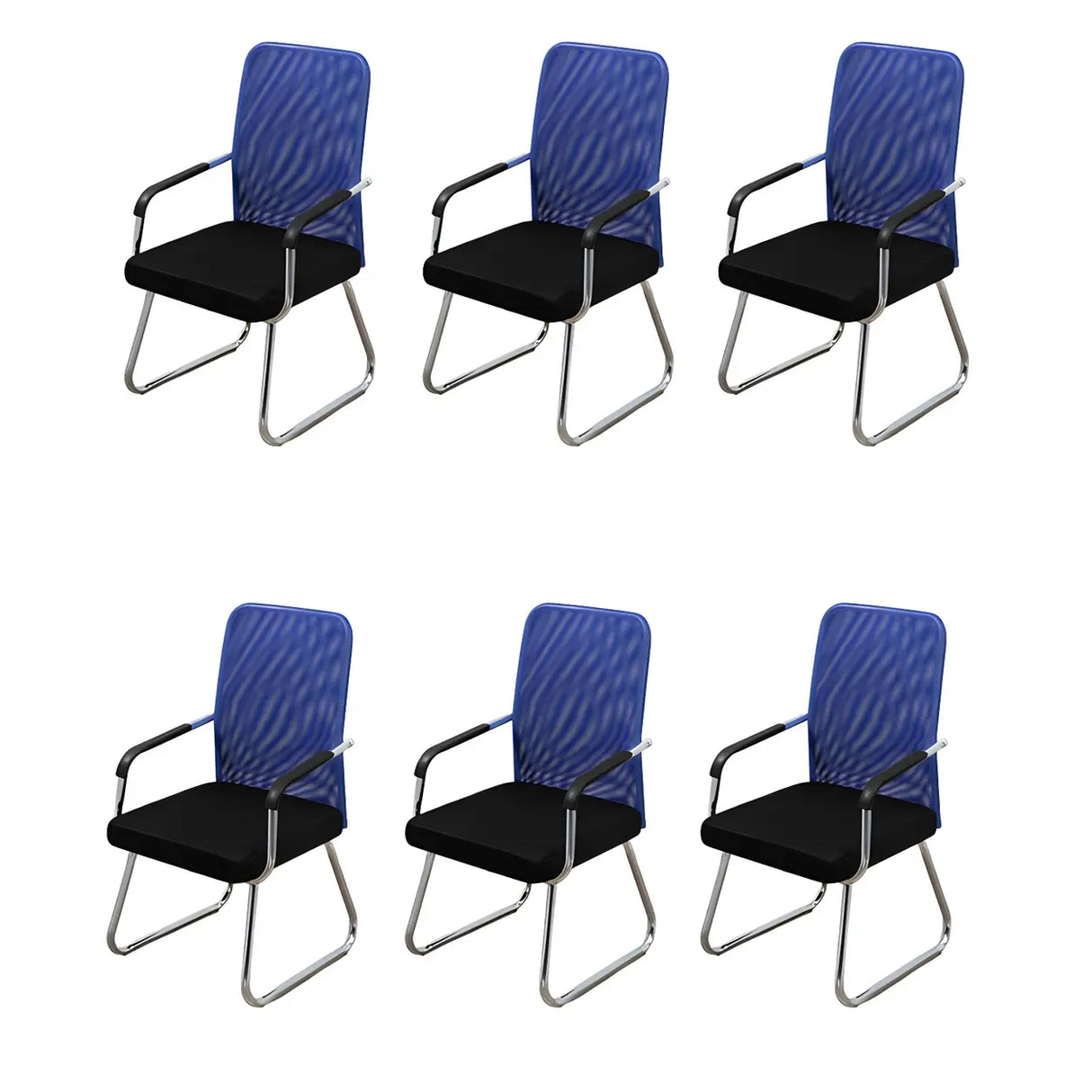Black Ergonomic Design Modern Mesh Sled Base Office Chair Image - 31