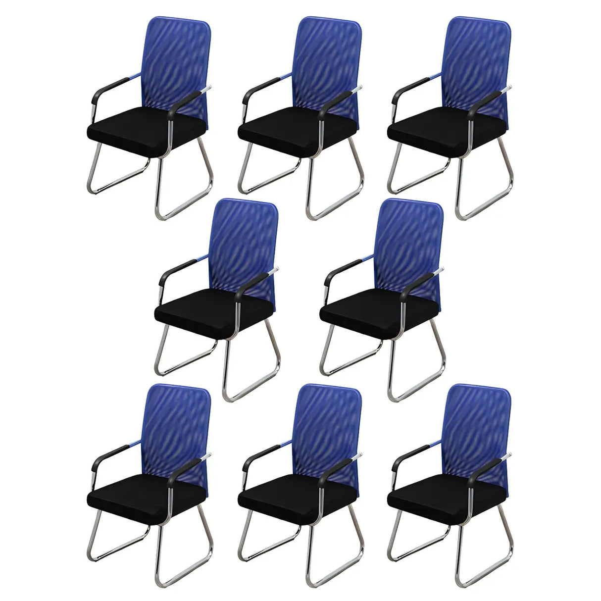 Black Ergonomic Design Modern Mesh Sled Base Office Chair Image - 32