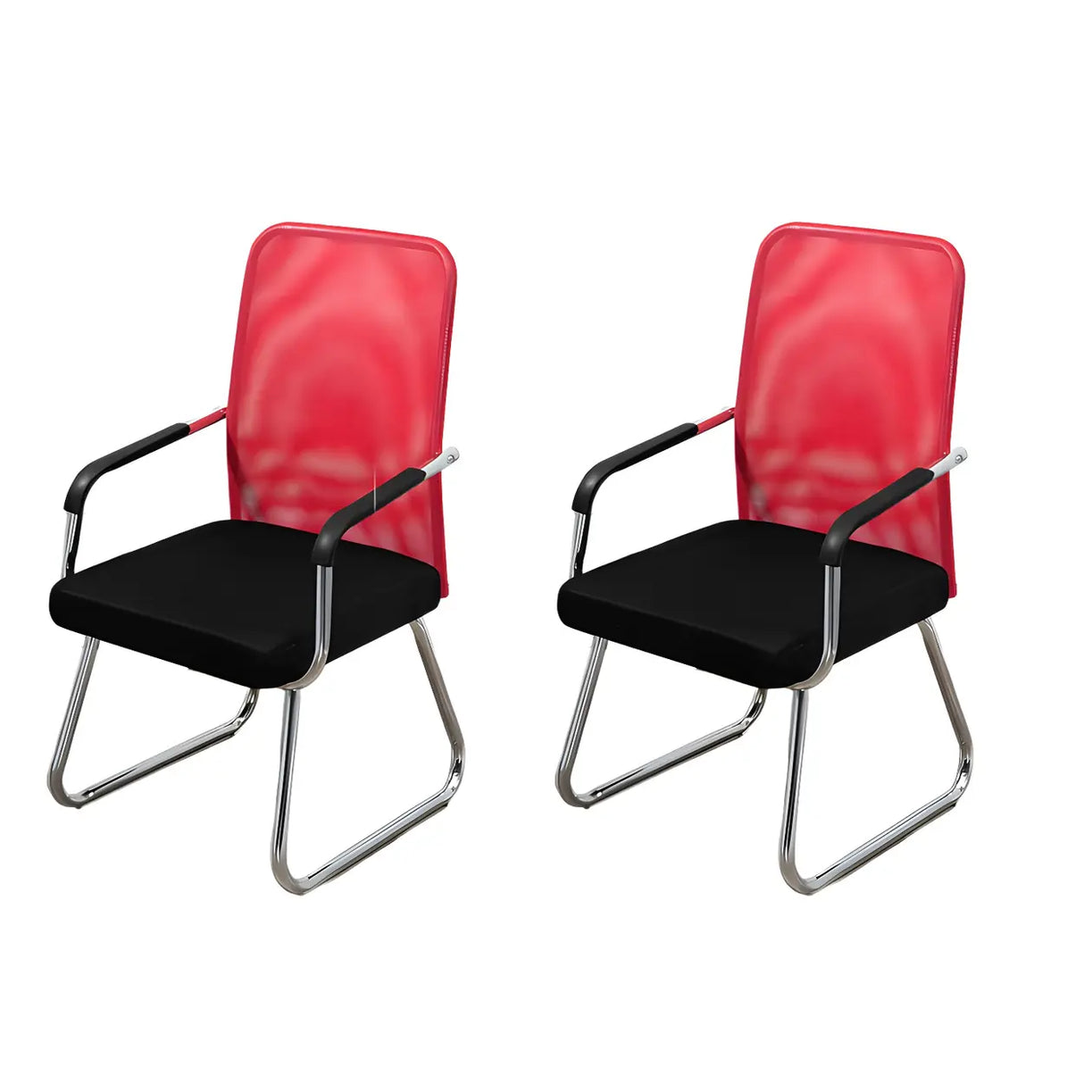 Black Ergonomic Design Modern Mesh Sled Base Office Chair Image - 34