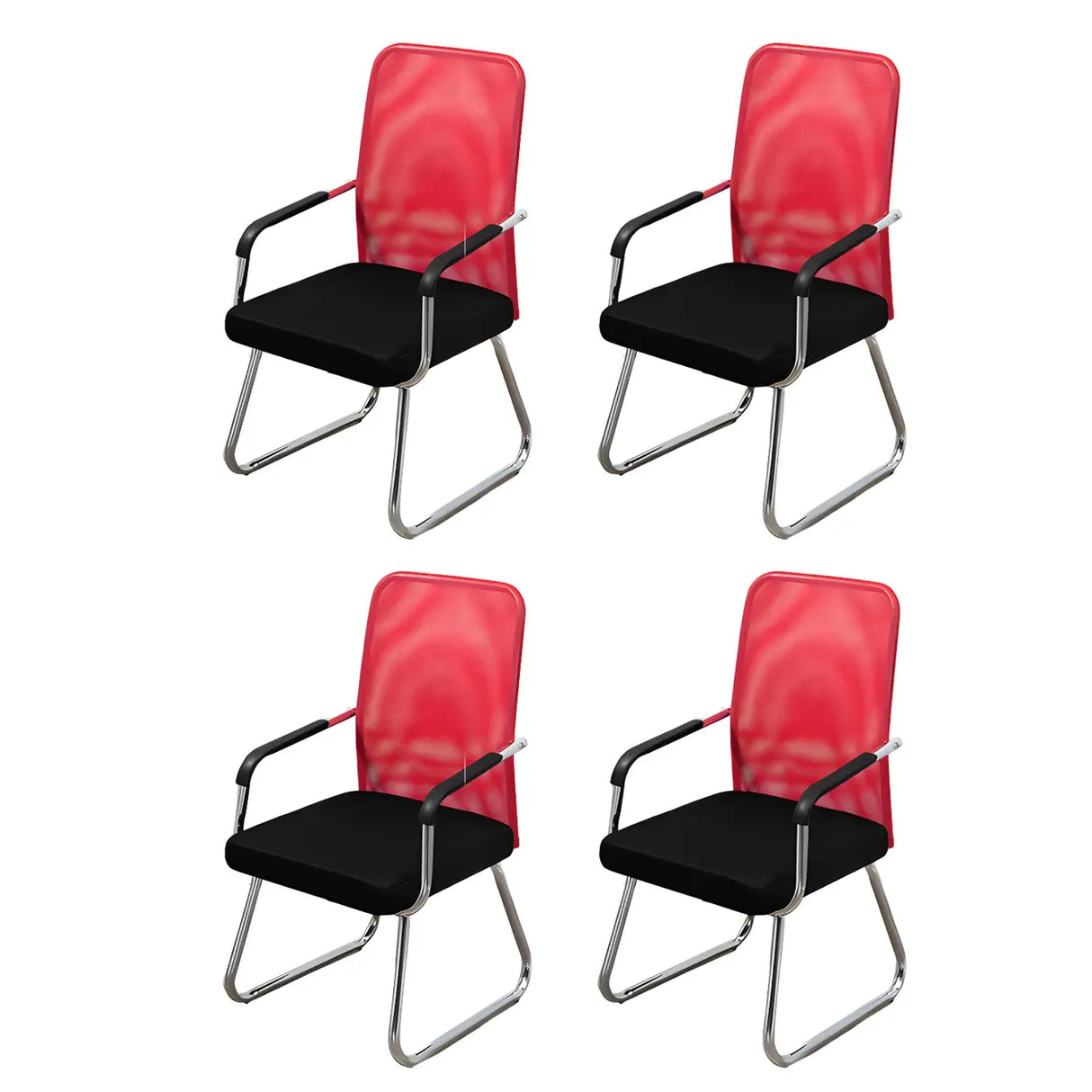 Black Ergonomic Design Modern Mesh Sled Base Office Chair Image - 35
