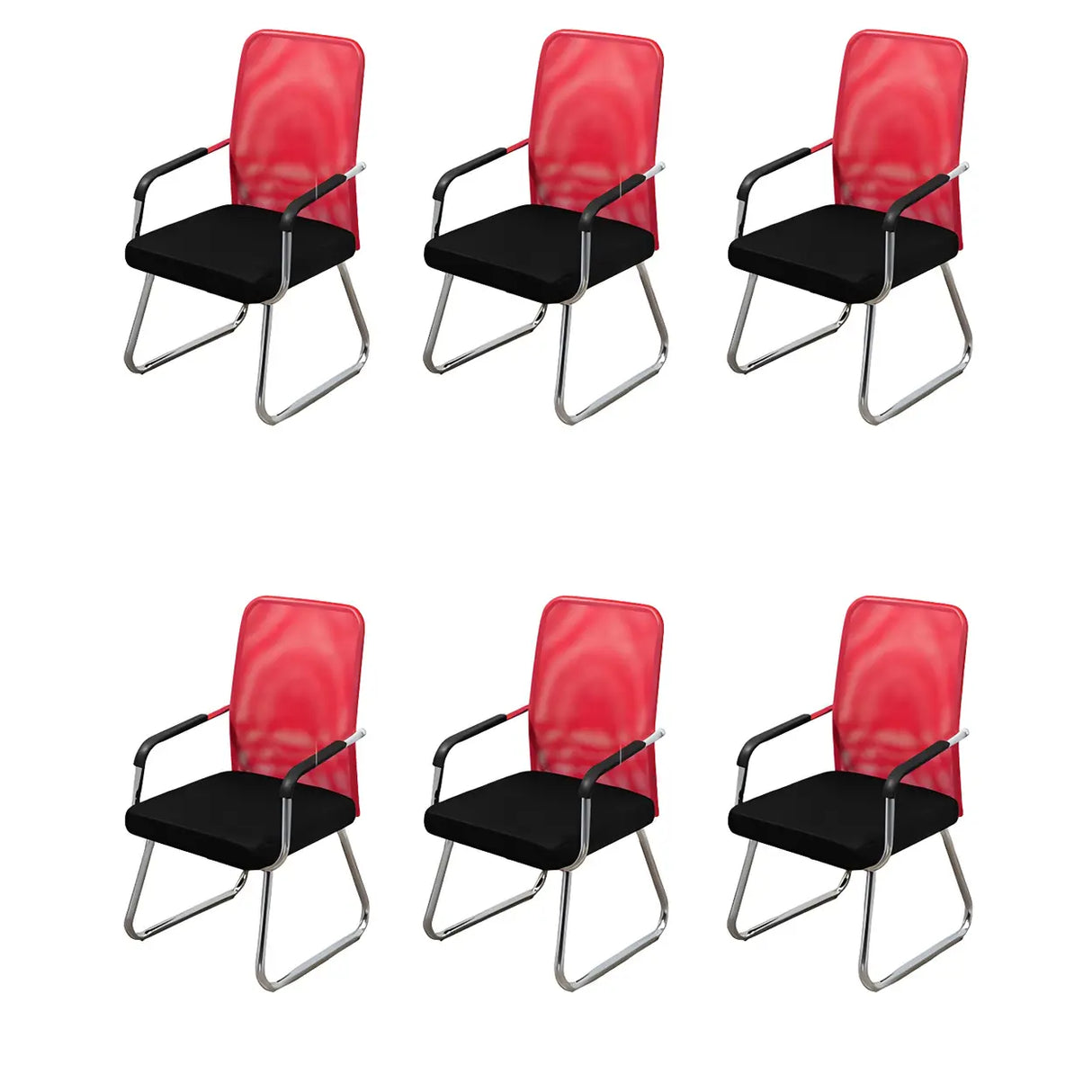 Black Ergonomic Design Modern Mesh Sled Base Office Chair Image - 36