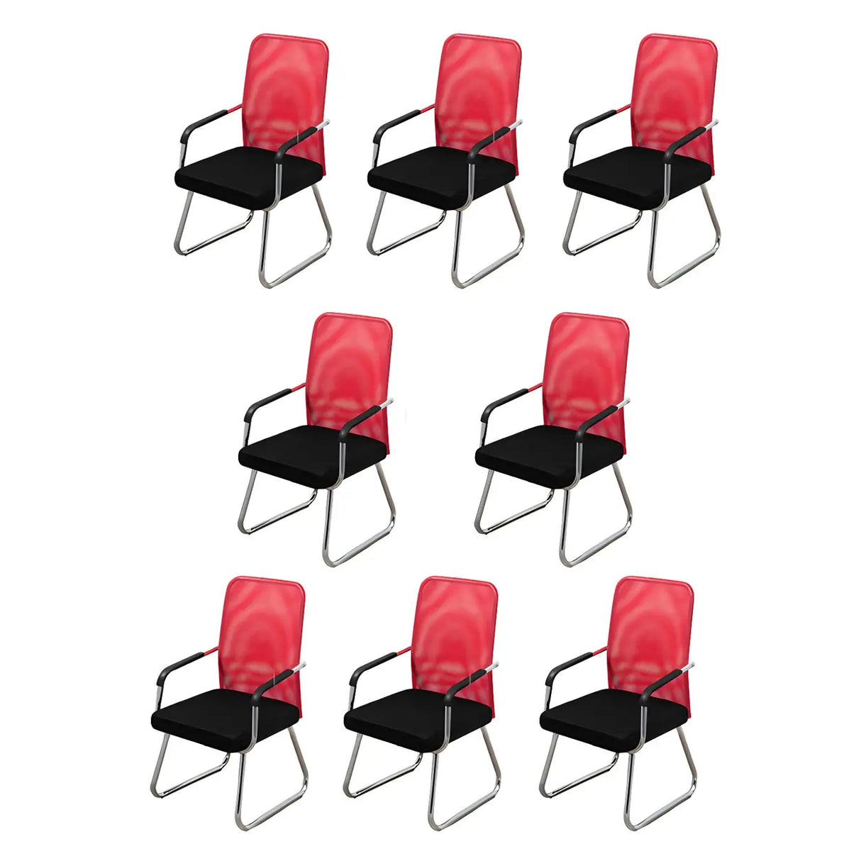 Black Ergonomic Design Modern Mesh Sled Base Office Chair Image - 37