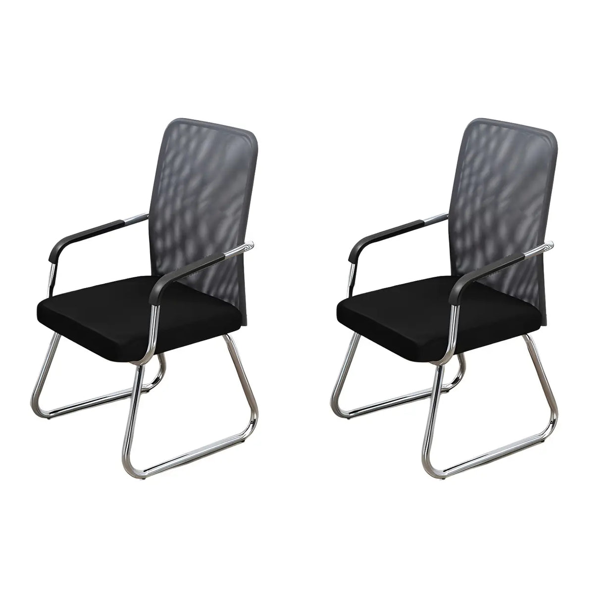 Black Ergonomic Design Modern Mesh Sled Base Office Chair Image - 39