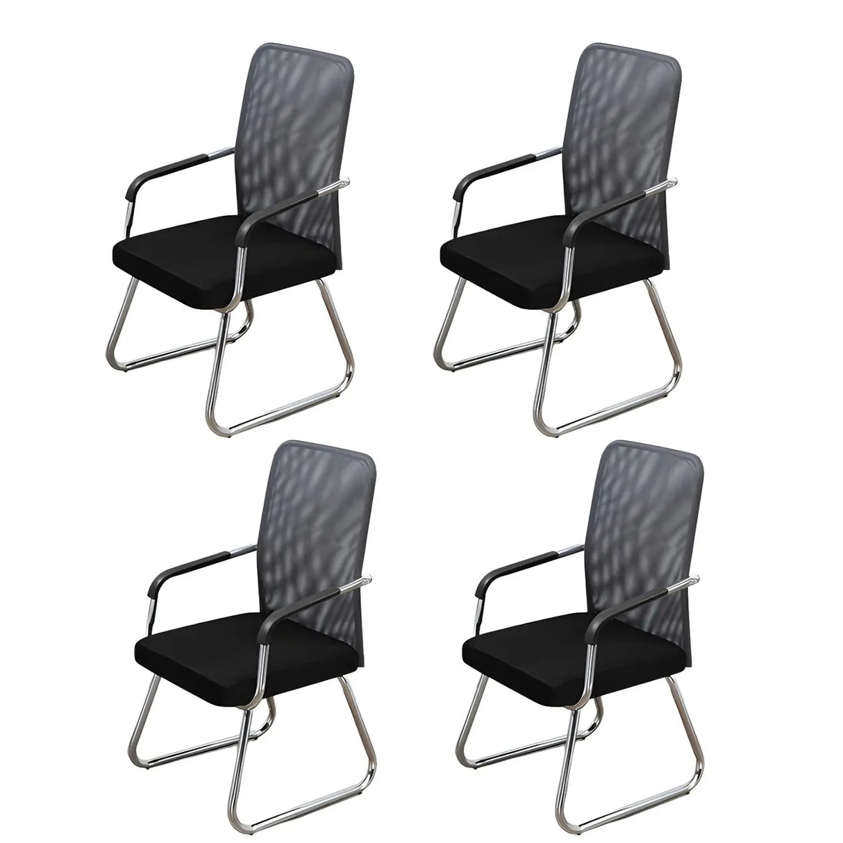 Black Ergonomic Design Modern Mesh Sled Base Office Chair Image - 40
