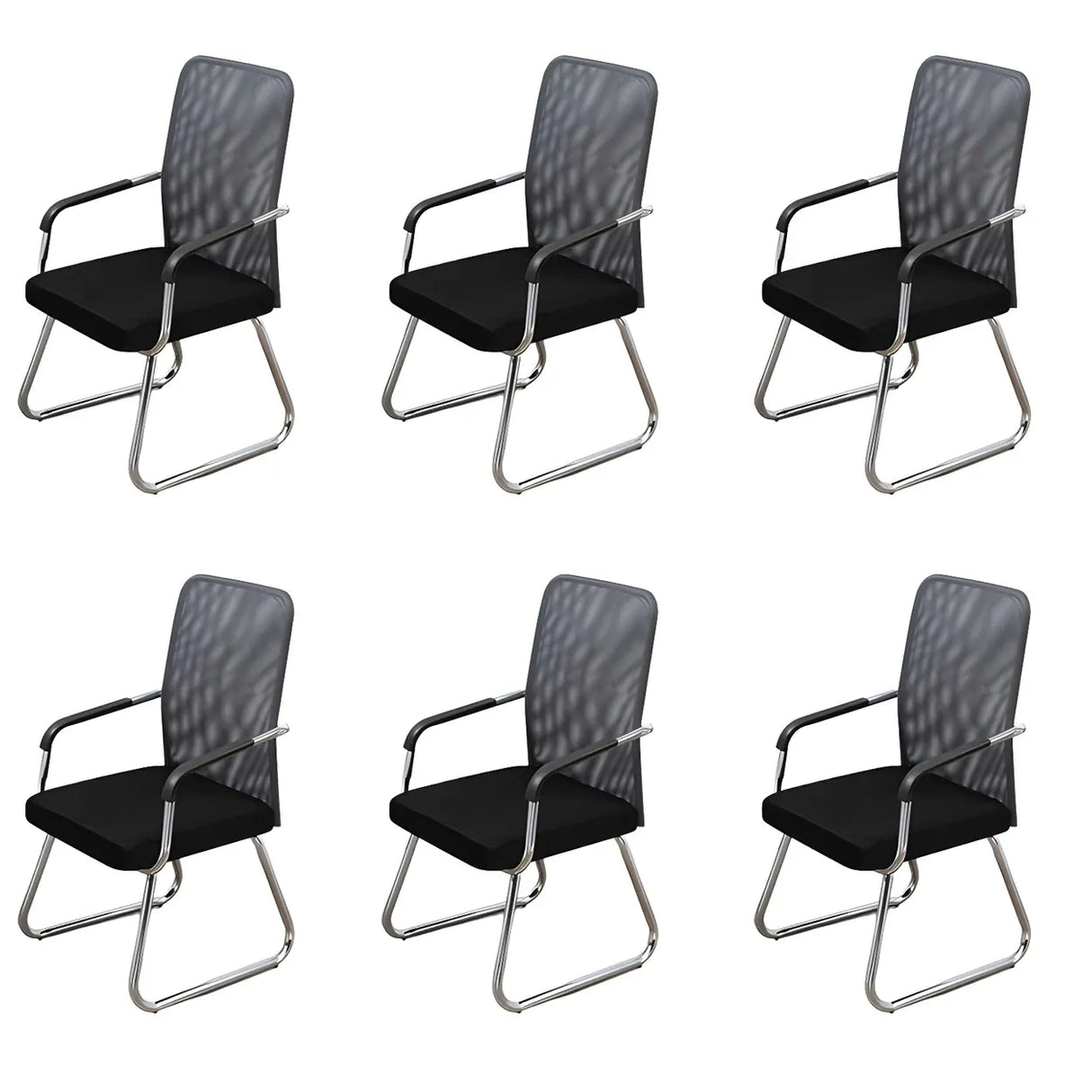 Black Ergonomic Design Modern Mesh Sled Base Office Chair Image - 41