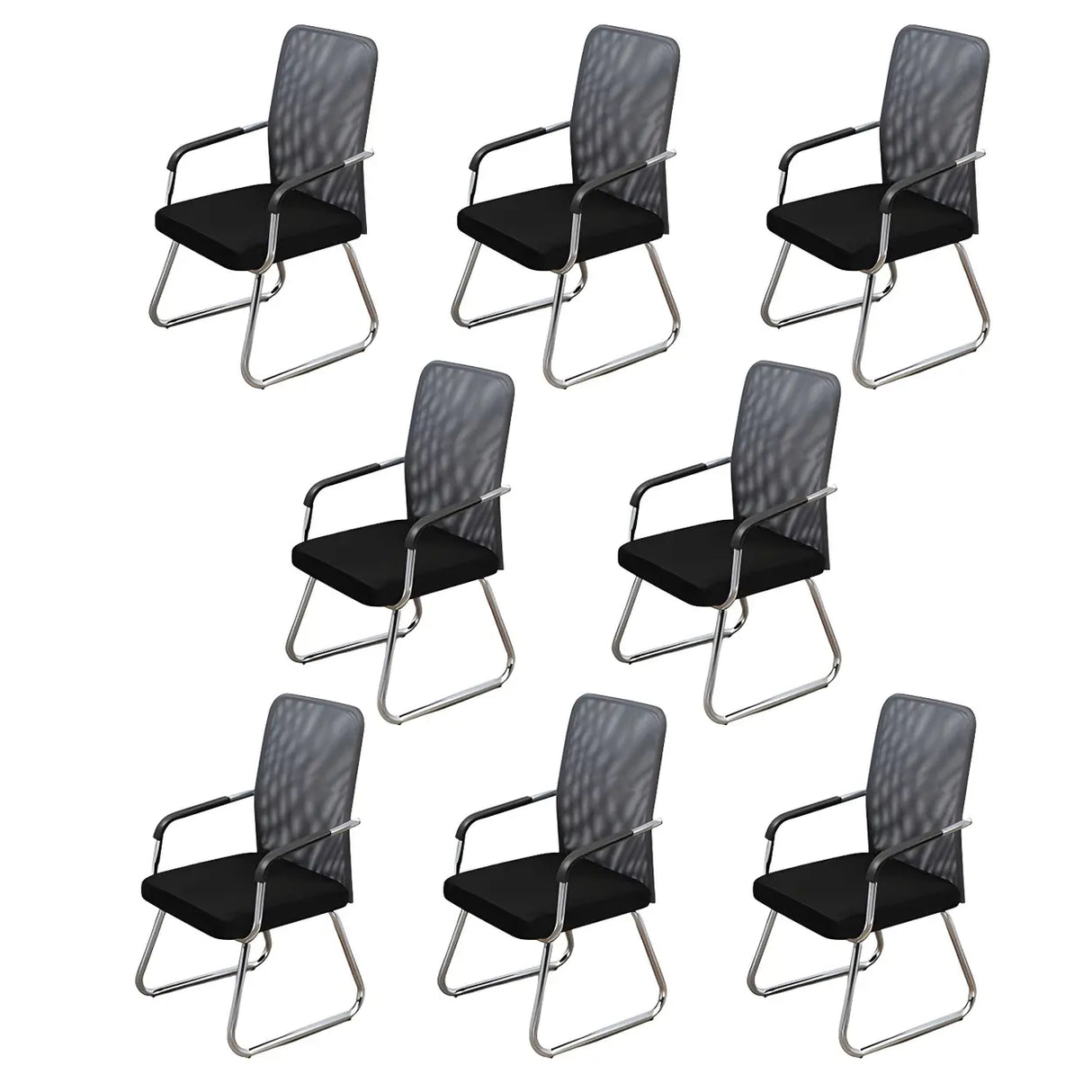 Black Ergonomic Design Modern Mesh Sled Base Office Chair Image - 42