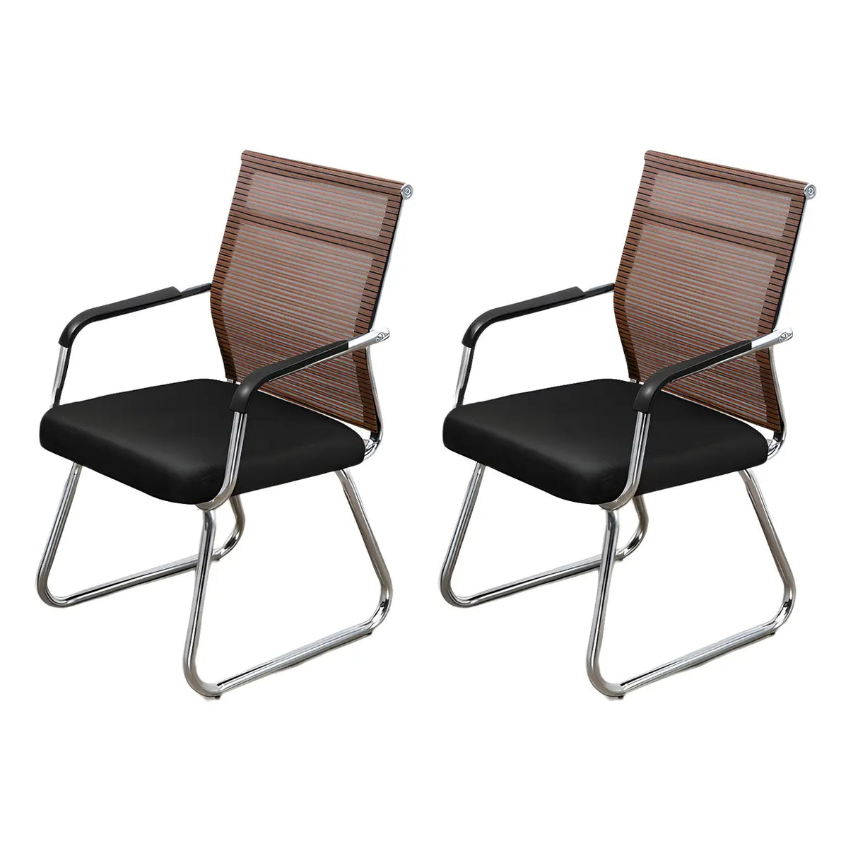 Black Ergonomic Design Modern Mesh Sled Base Office Chair Image - 44