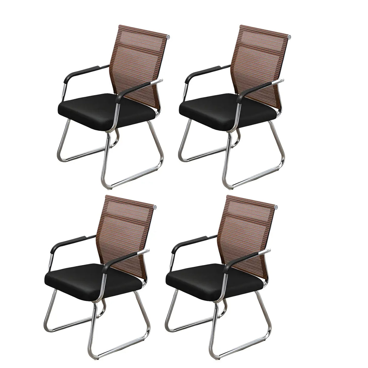 Black Ergonomic Design Modern Mesh Sled Base Office Chair Image - 45