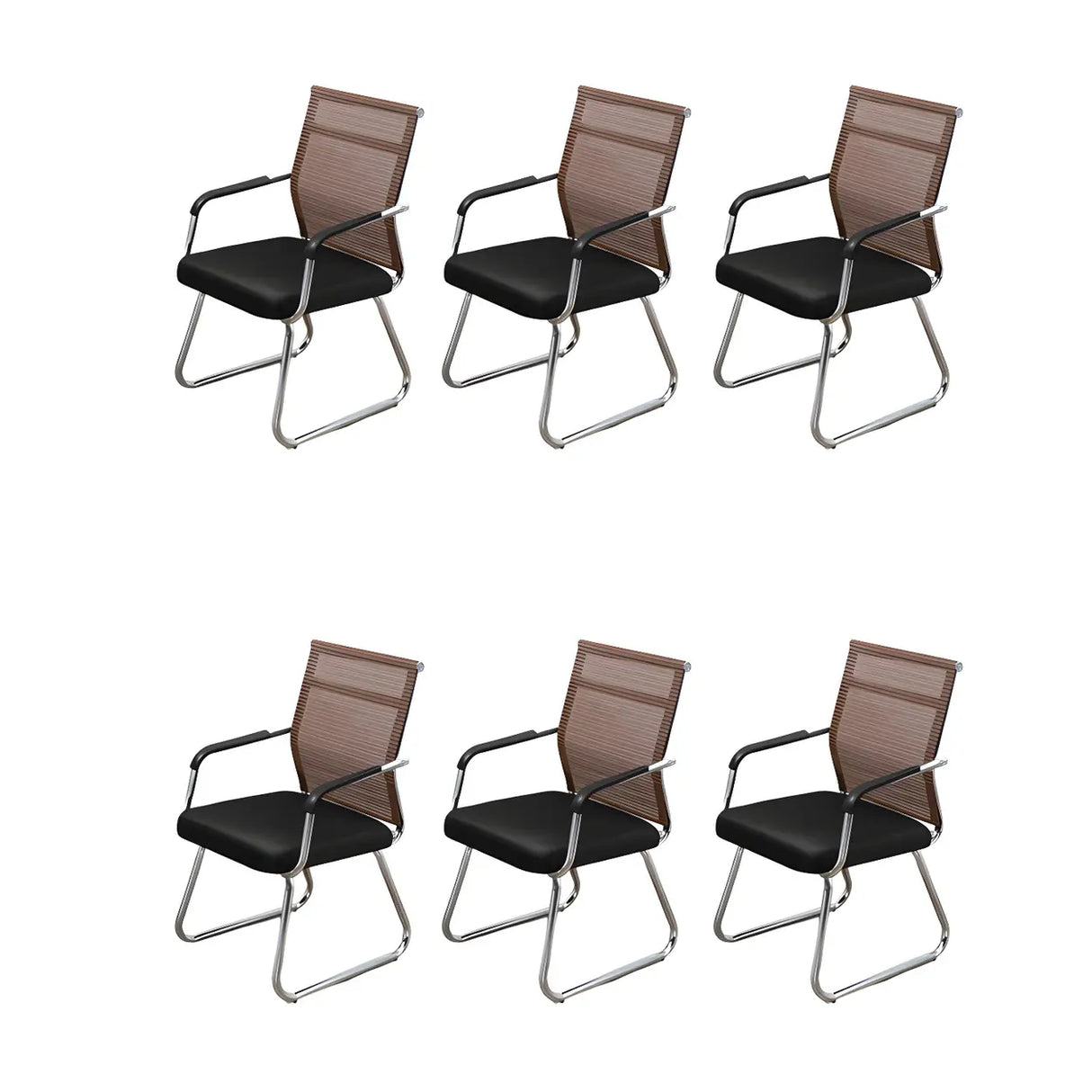 Black Ergonomic Design Modern Mesh Sled Base Office Chair Image - 46