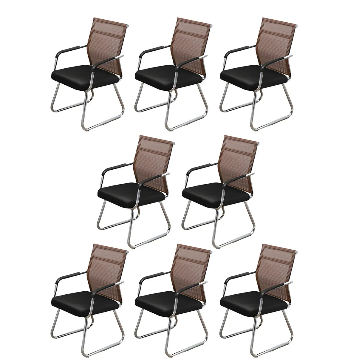 Black Ergonomic Design Modern Mesh Sled Base Office Chair Image - 47
