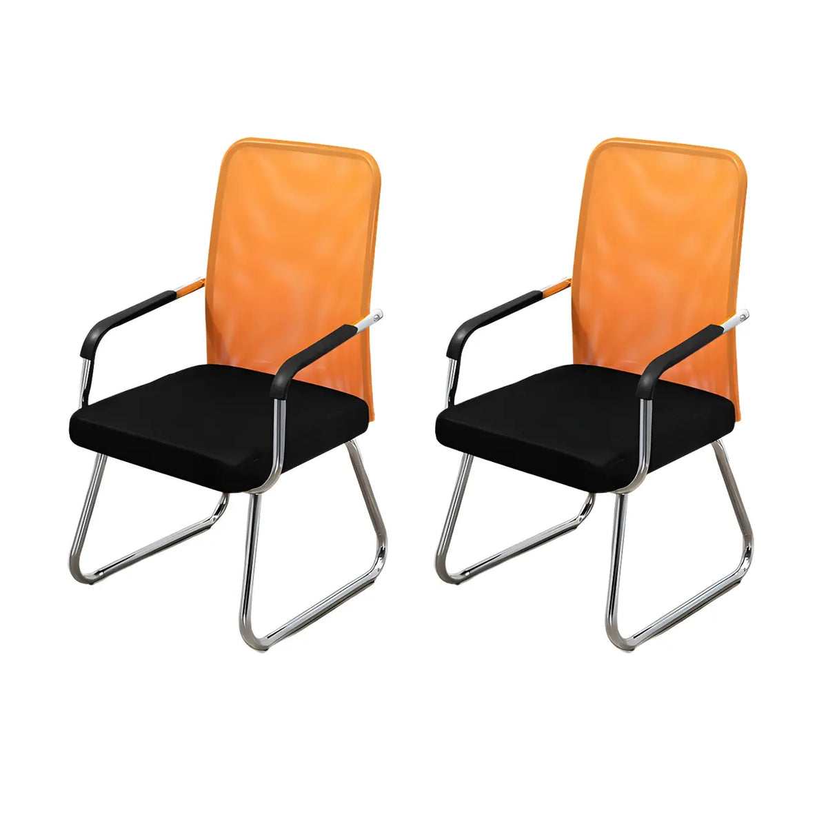 Black Ergonomic Design Modern Mesh Sled Base Office Chair Image - 49