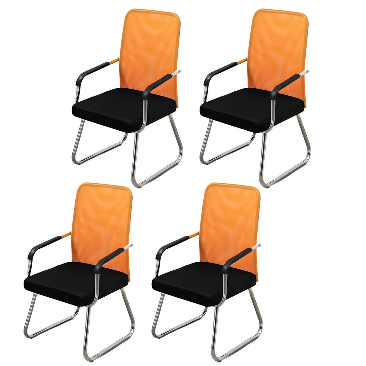 Black Ergonomic Design Modern Mesh Sled Base Office Chair Image - 50
