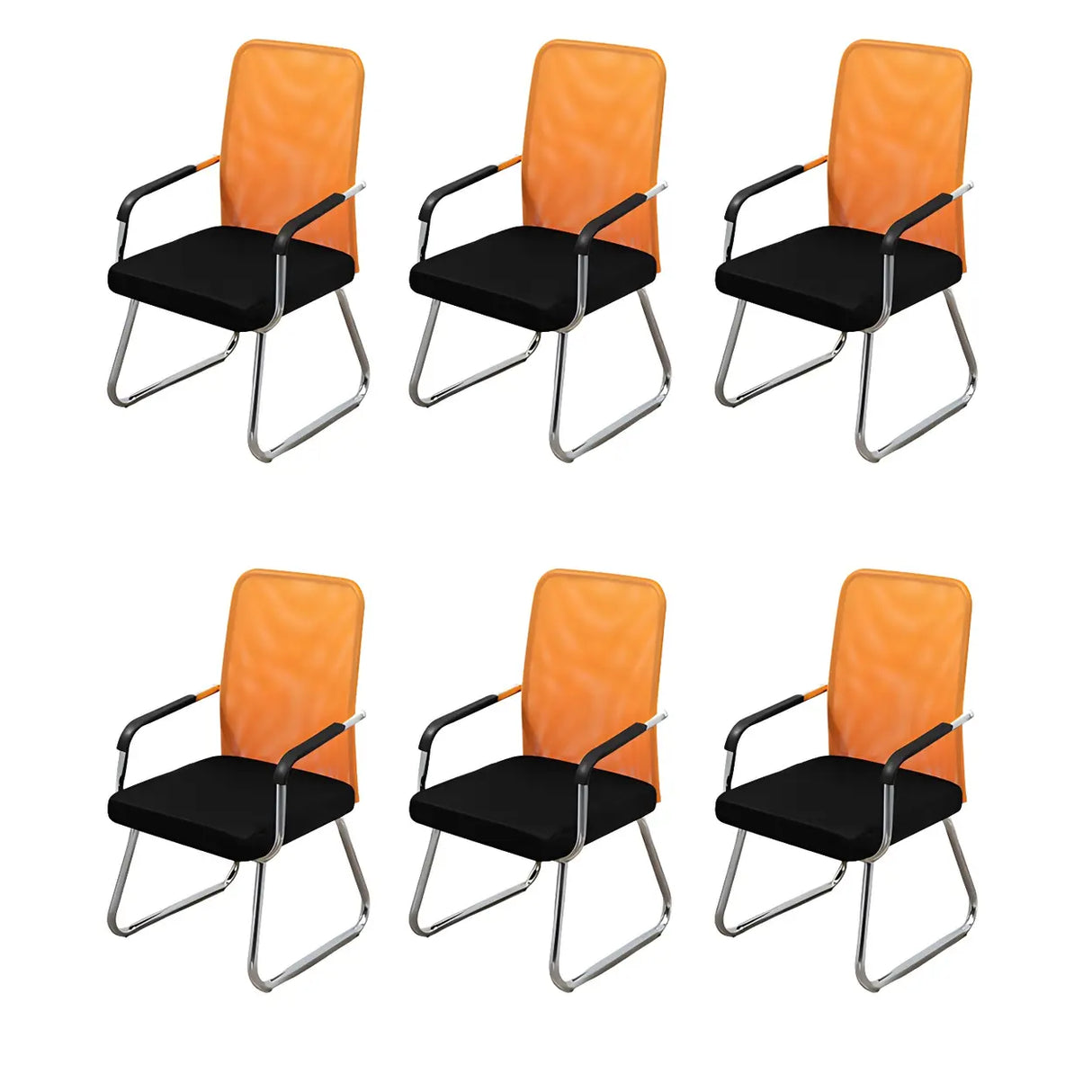 Black Ergonomic Design Modern Mesh Sled Base Office Chair Image - 51