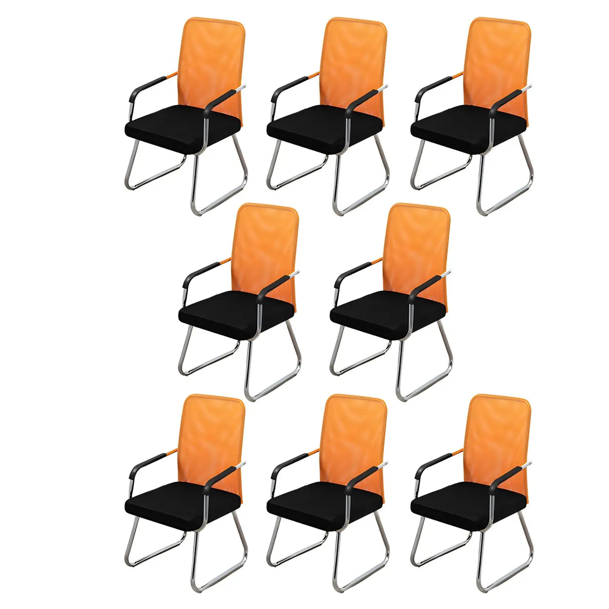Black Ergonomic Design Modern Mesh Sled Base Office Chair Image - 52