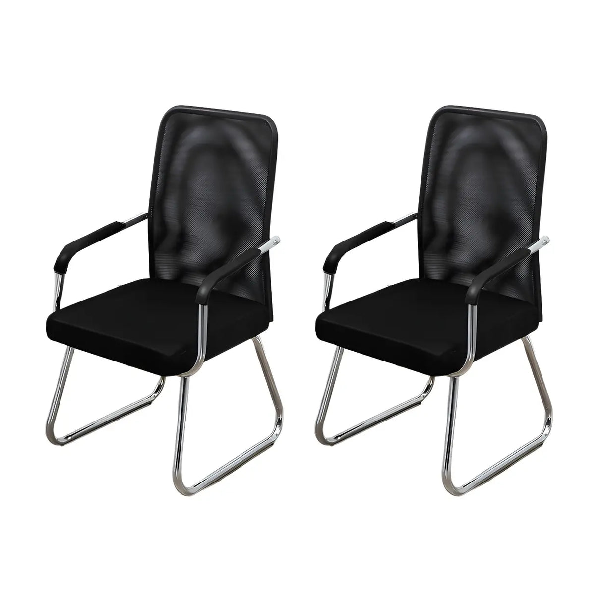 Black Ergonomic Design Modern Mesh Sled Base Office Chair Image - 54