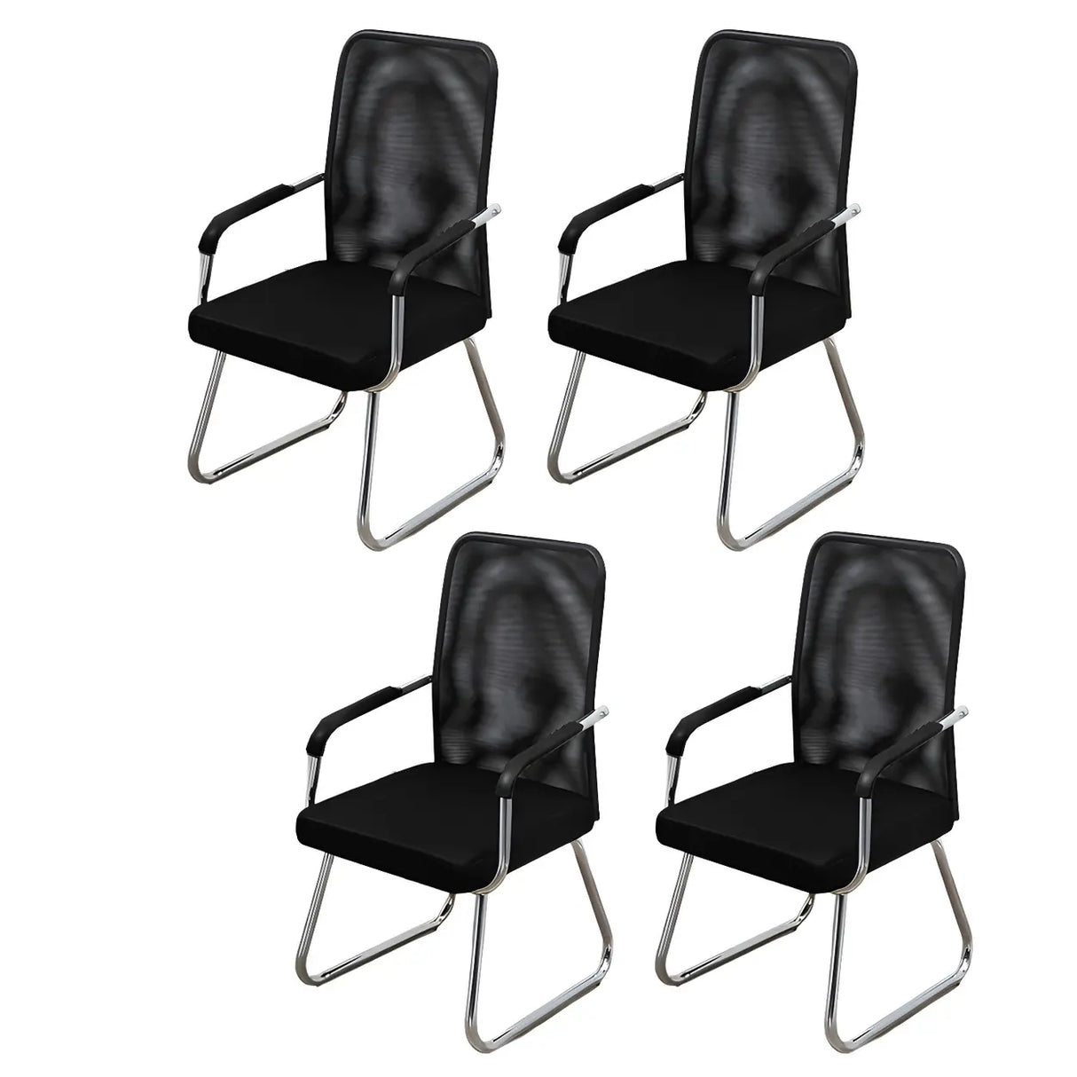 Black Ergonomic Design Modern Mesh Sled Base Office Chair Image - 55