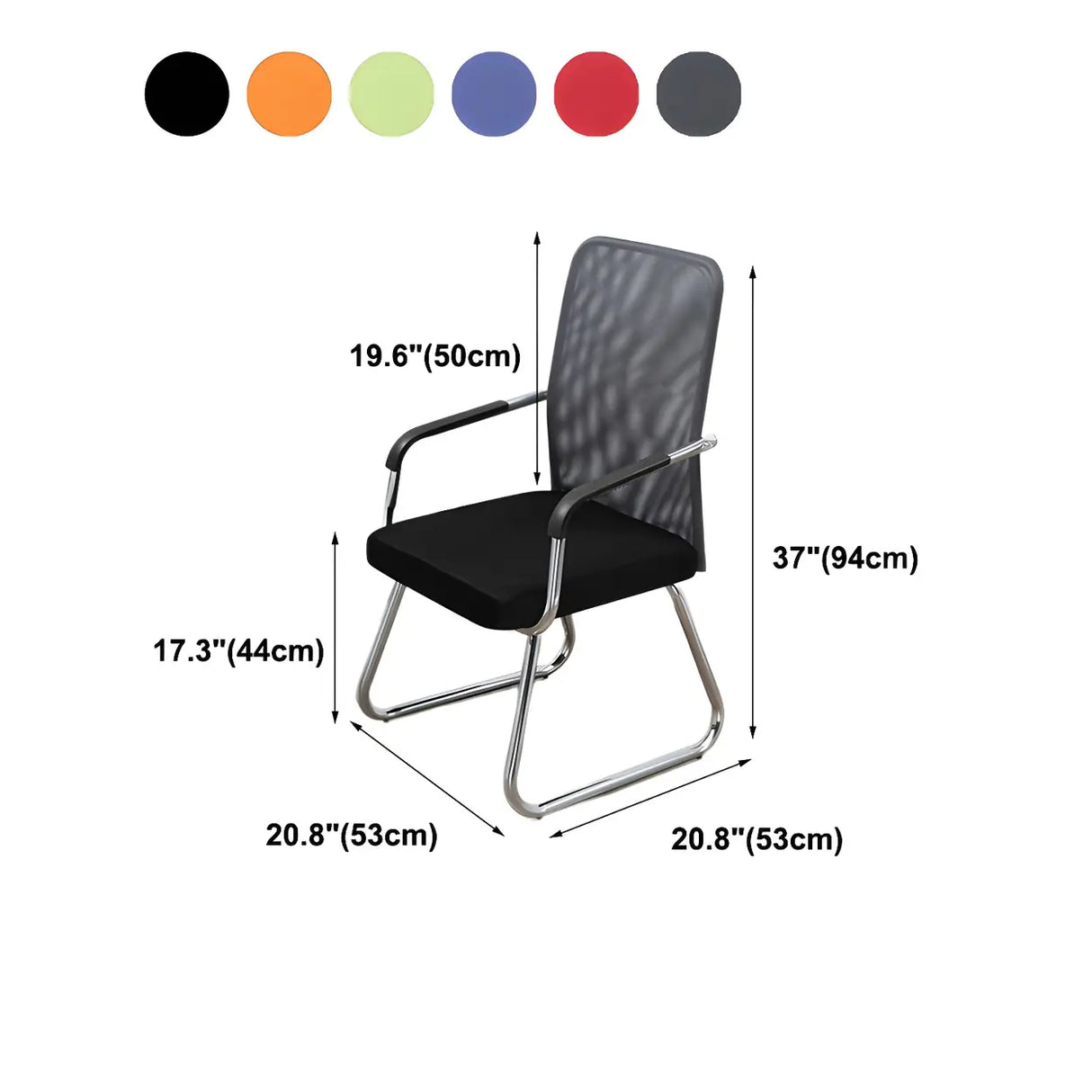 Black Ergonomic Design Modern Mesh Sled Base Office Chair 