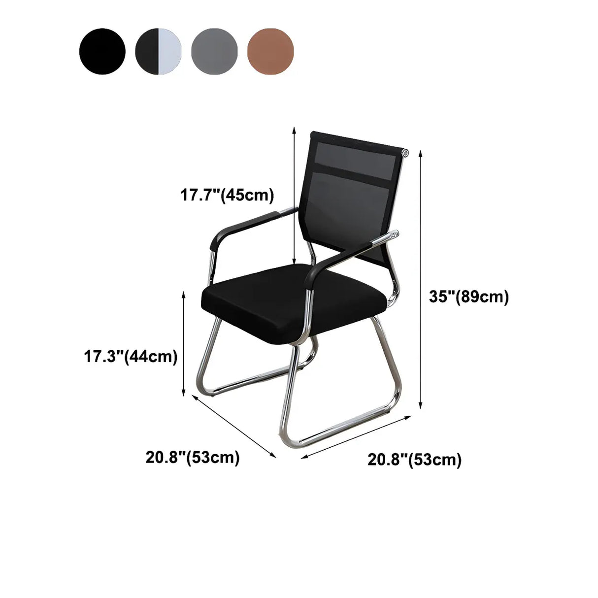 Black Ergonomic Design Modern Mesh Sled Base Office Chair Image - 59
