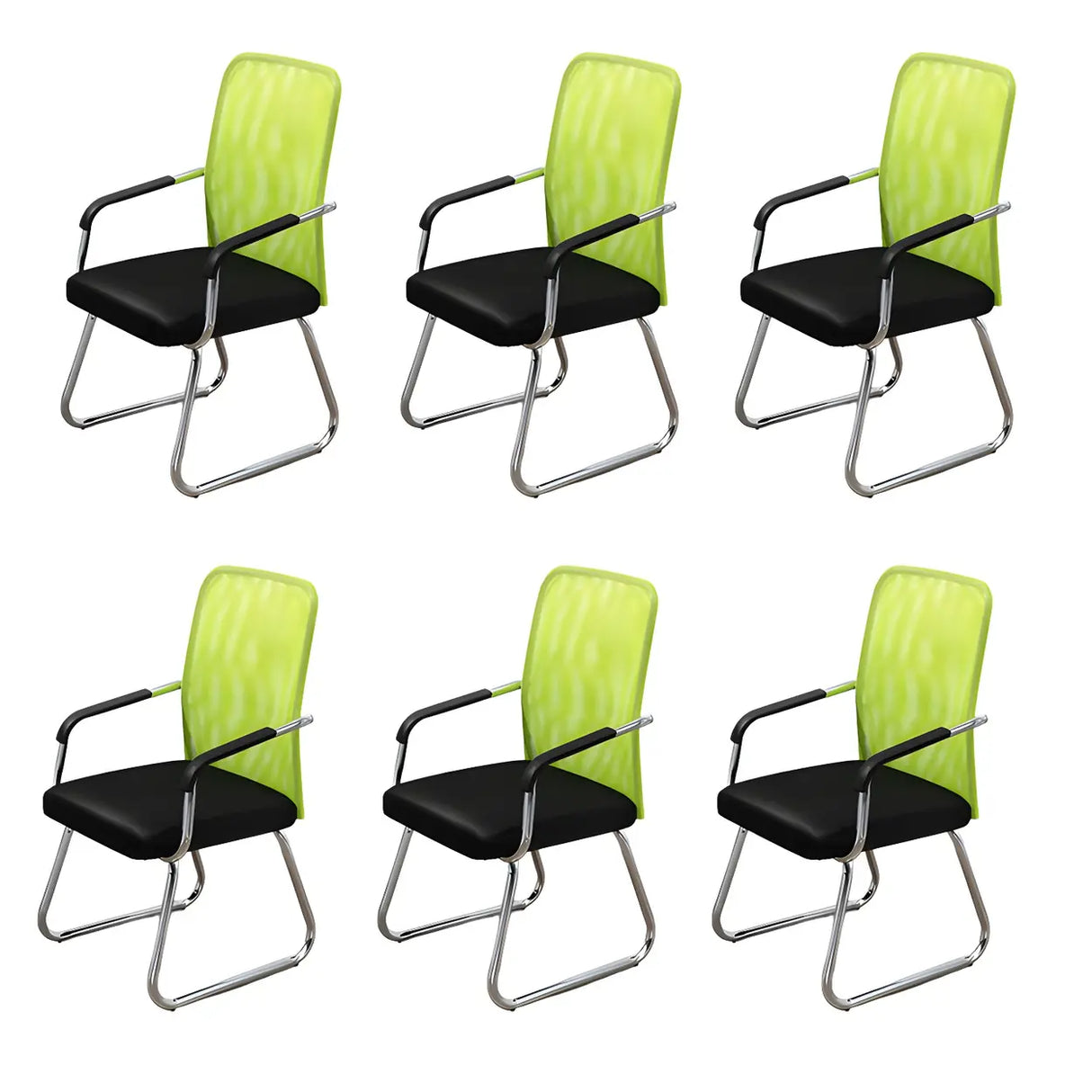 Black Ergonomic Design Modern Mesh Sled Base Office Chair Image - 8