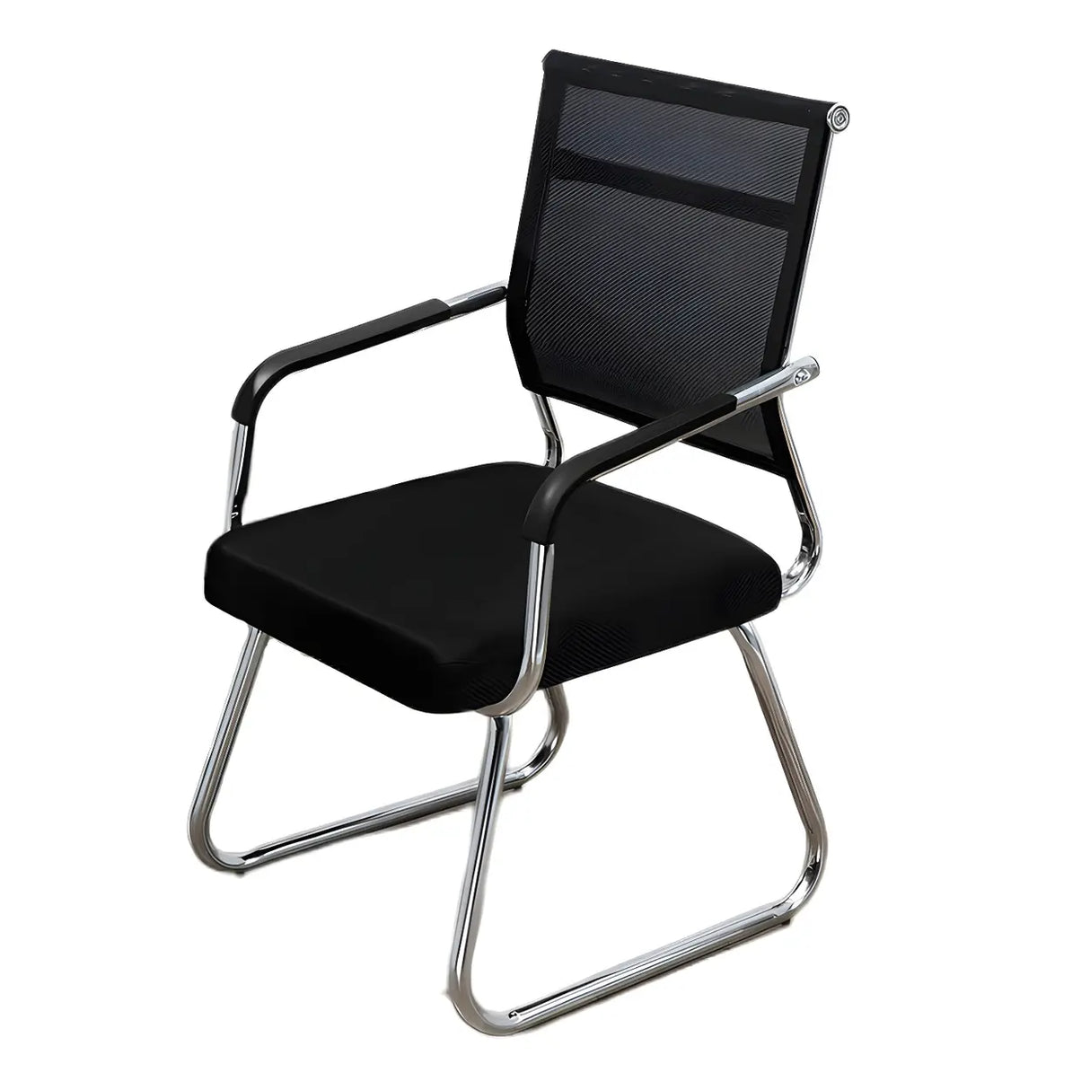 Black Ergonomic Design Modern Mesh Sled Base Office Chair Image - 9