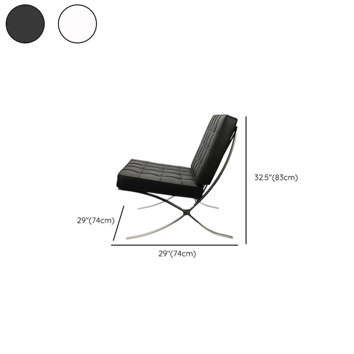 Black Faux Leather Loose Back Side Chair with Footrest 