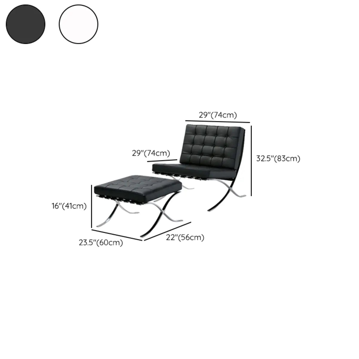 Black Faux Leather Loose Back Side Chair with Footrest Image - 14