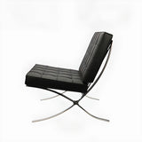 Black Faux Leather Loose Back Side Chair with Footrest Image - 2