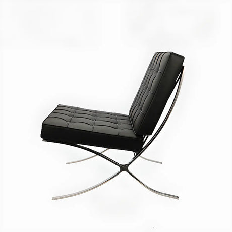 Black Faux Leather Loose Back Side Chair with Footrest Image - 2