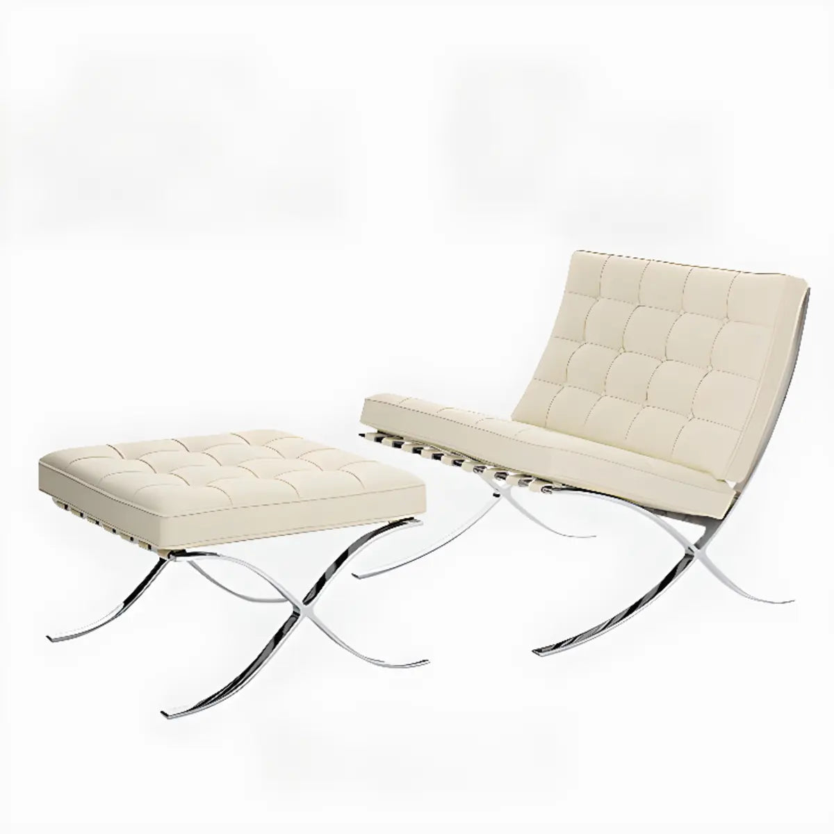 Black Faux Leather Loose Back Side Chair with Footrest Image - 7
