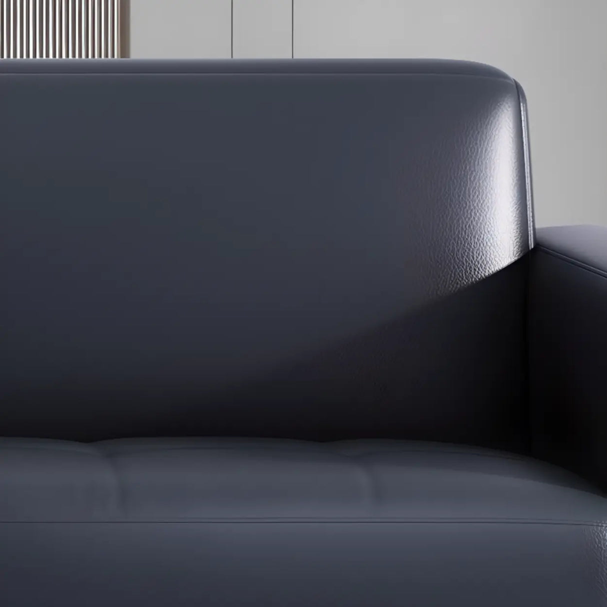 Black Faux Leather Reception Sofa Set with Tables Image - 10