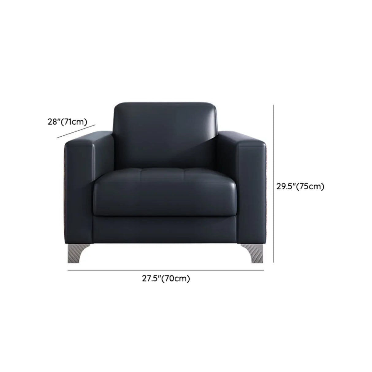 Black Faux Leather Reception Sofa Set with Tables 