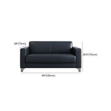 Black Faux Leather Reception Sofa Set with Tables Image - 19