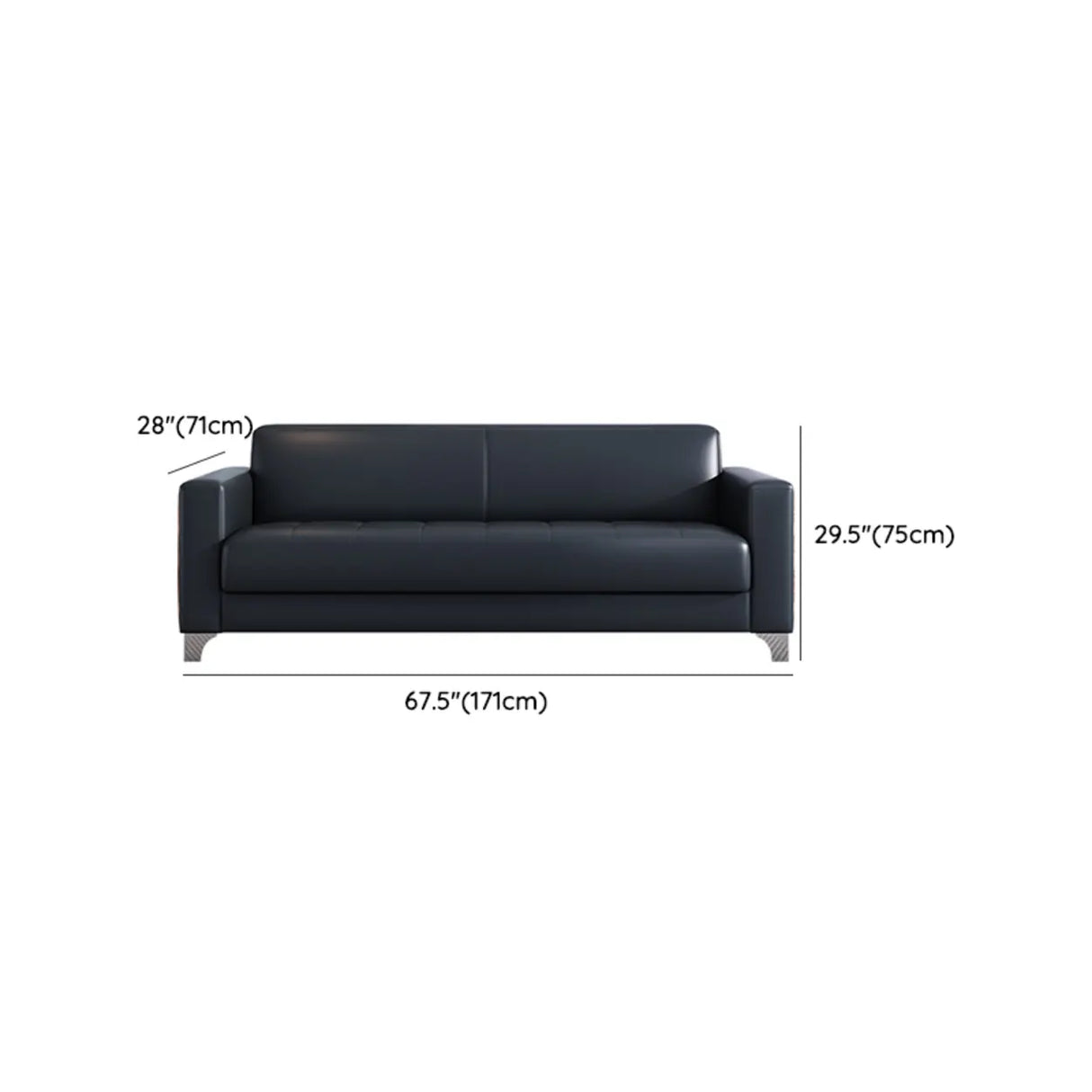Black Faux Leather Reception Sofa Set with Tables Image - 20