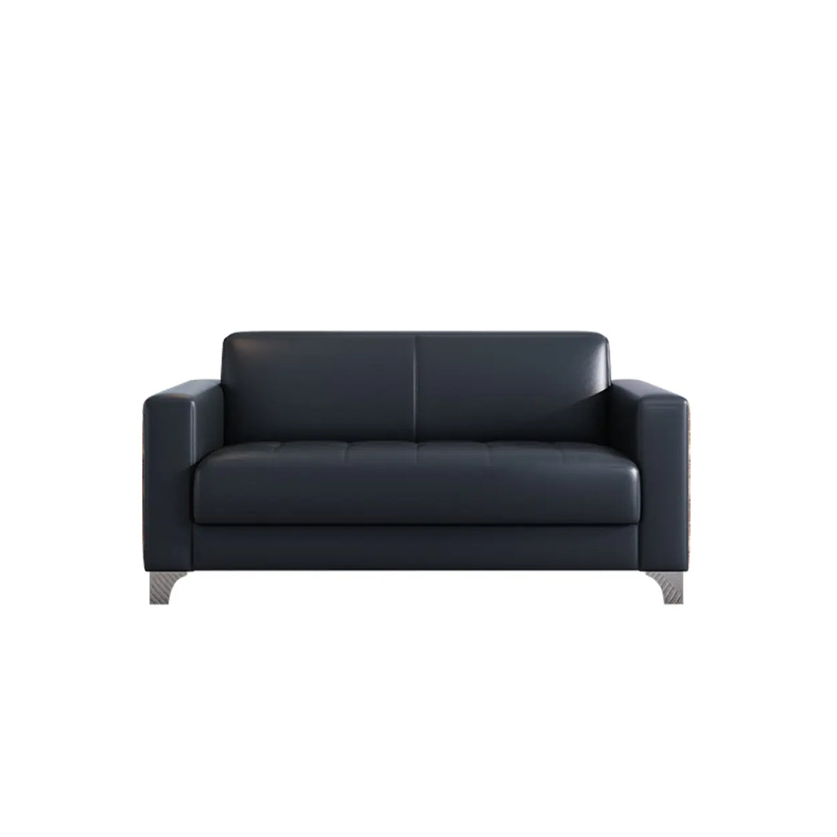 Black Faux Leather Reception Sofa Set with Tables Image - 3