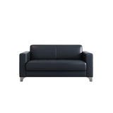 Black Faux Leather Reception Sofa Set with Tables Image - 3