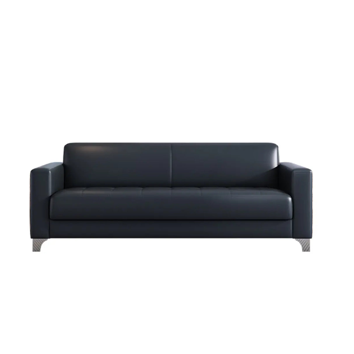 Black Faux Leather Reception Sofa Set with Tables Image - 6