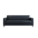 Black Faux Leather Reception Sofa Set with Tables Image - 6