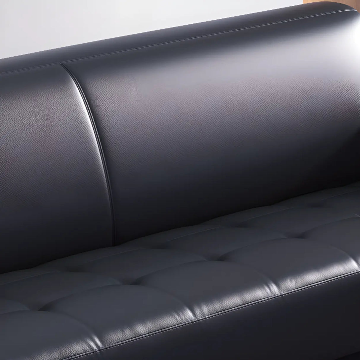 Black Faux Leather Reception Sofa Set with Tables Image - 8