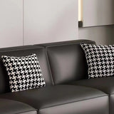 Black Faux Leather Square Arm Concealed Support Sofa Image - 8