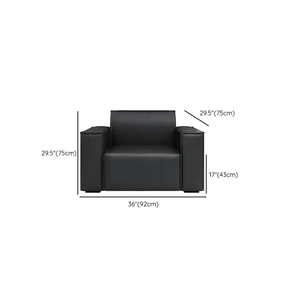 Black Faux Leather Tight Back Concealed Support Sofa 