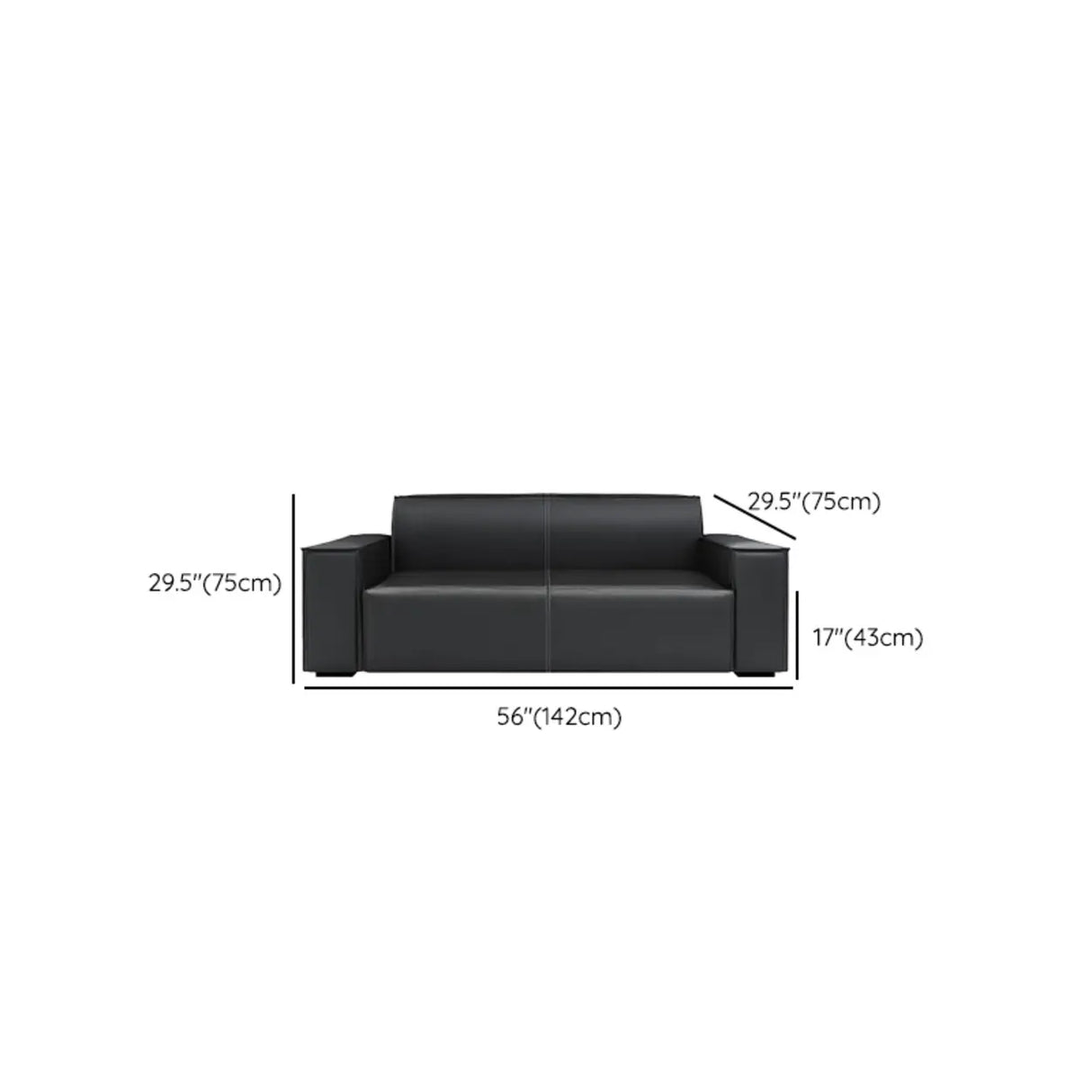 Black Faux Leather Tight Back Concealed Support Sofa Image - 11