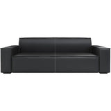 Black Faux Leather Tight Back Concealed Support Sofa Image - 5
