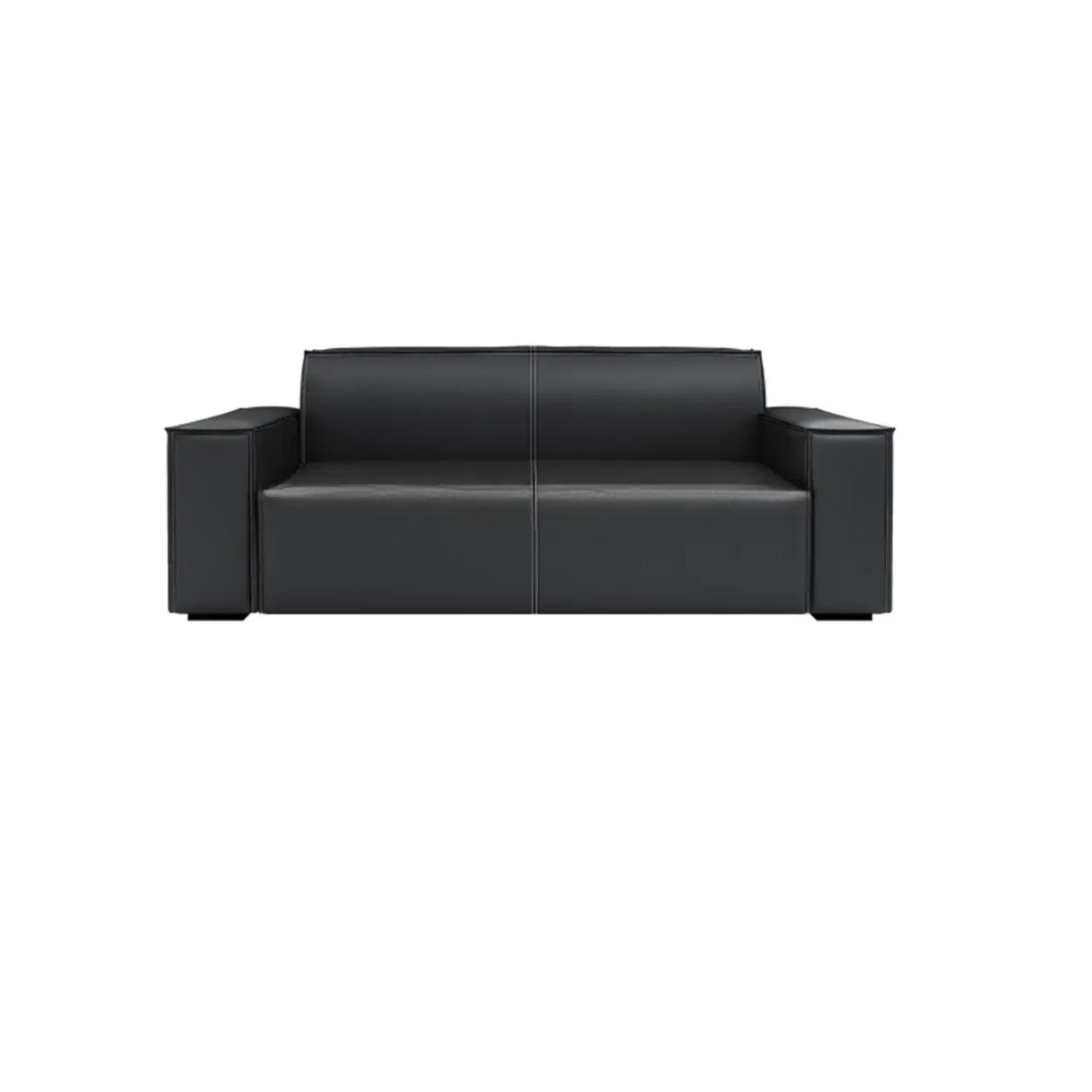 Black Faux Leather Tight Back Concealed Support Sofa Image - 7