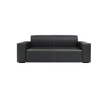 Black Faux Leather Tight Back Concealed Support Sofa Image - 7
