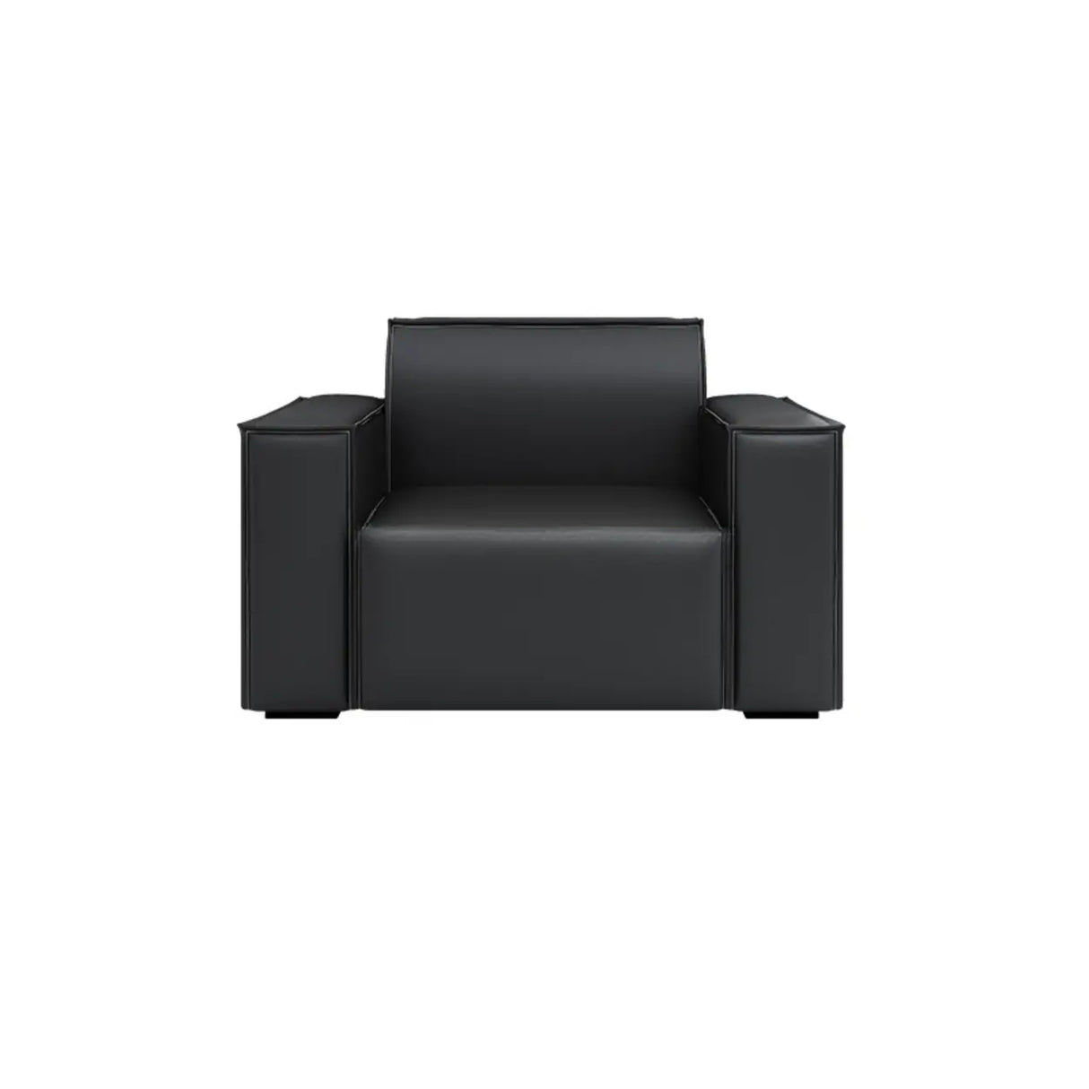 Black Faux Leather Tight Back Concealed Support Sofa Image - 8