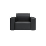 Black Faux Leather Tight Back Concealed Support Sofa Image - 8