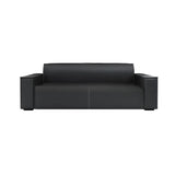 Black Faux Leather Tight Back Concealed Support Sofa Image - 9